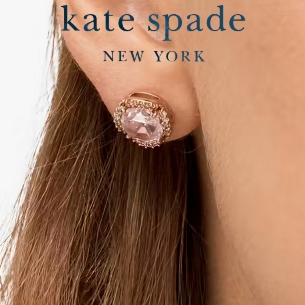 Kate Spade That Sparkle Pink and Gold Stud Earrings